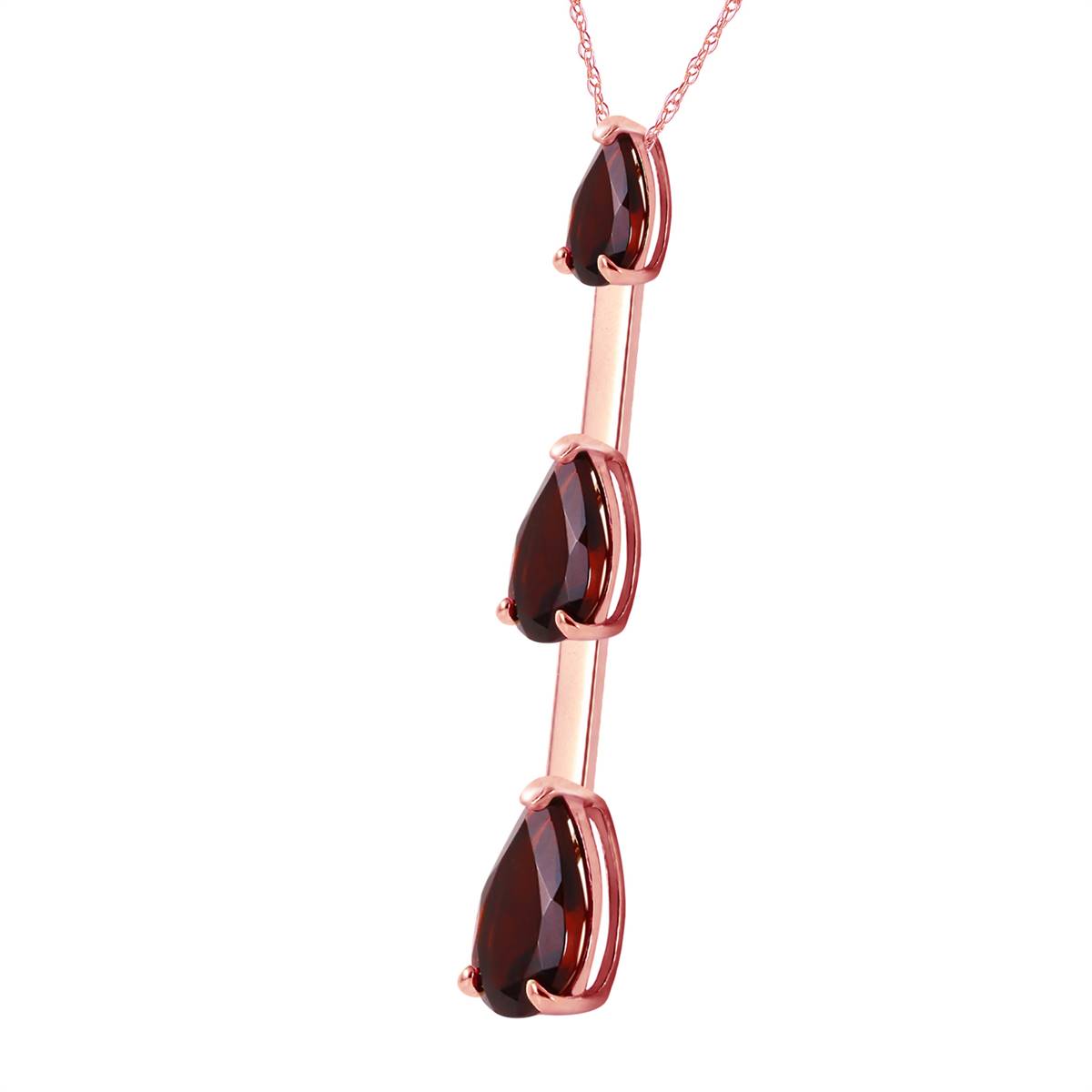 14K Solid Rose Gold Garnet Jewelry Class Imperial Necklace