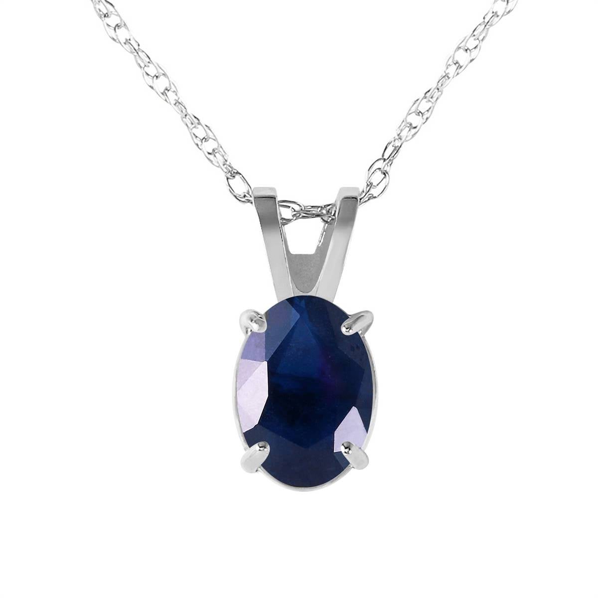 1 Carat 14K Solid White Gold Dark Sky And Wave Sapphire Necklace