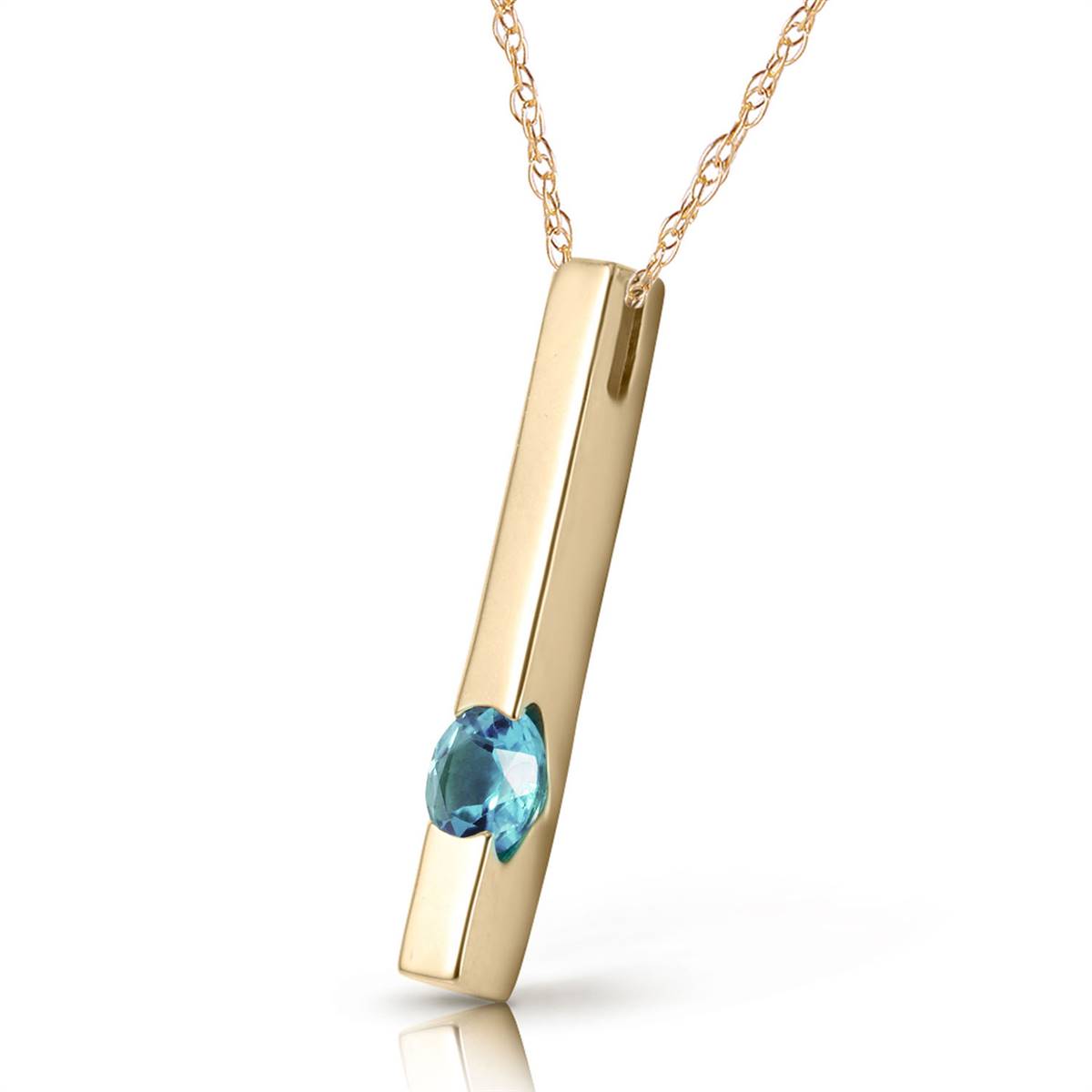 0.25 Carat 14K Solid Yellow Gold Look At Me Blue Topaz Necklace