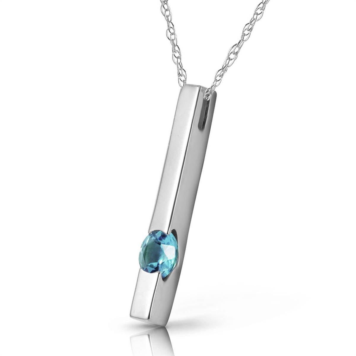 0.25 Carat 14K Solid White Gold Mysterious Ways Blue Topaz Necklace