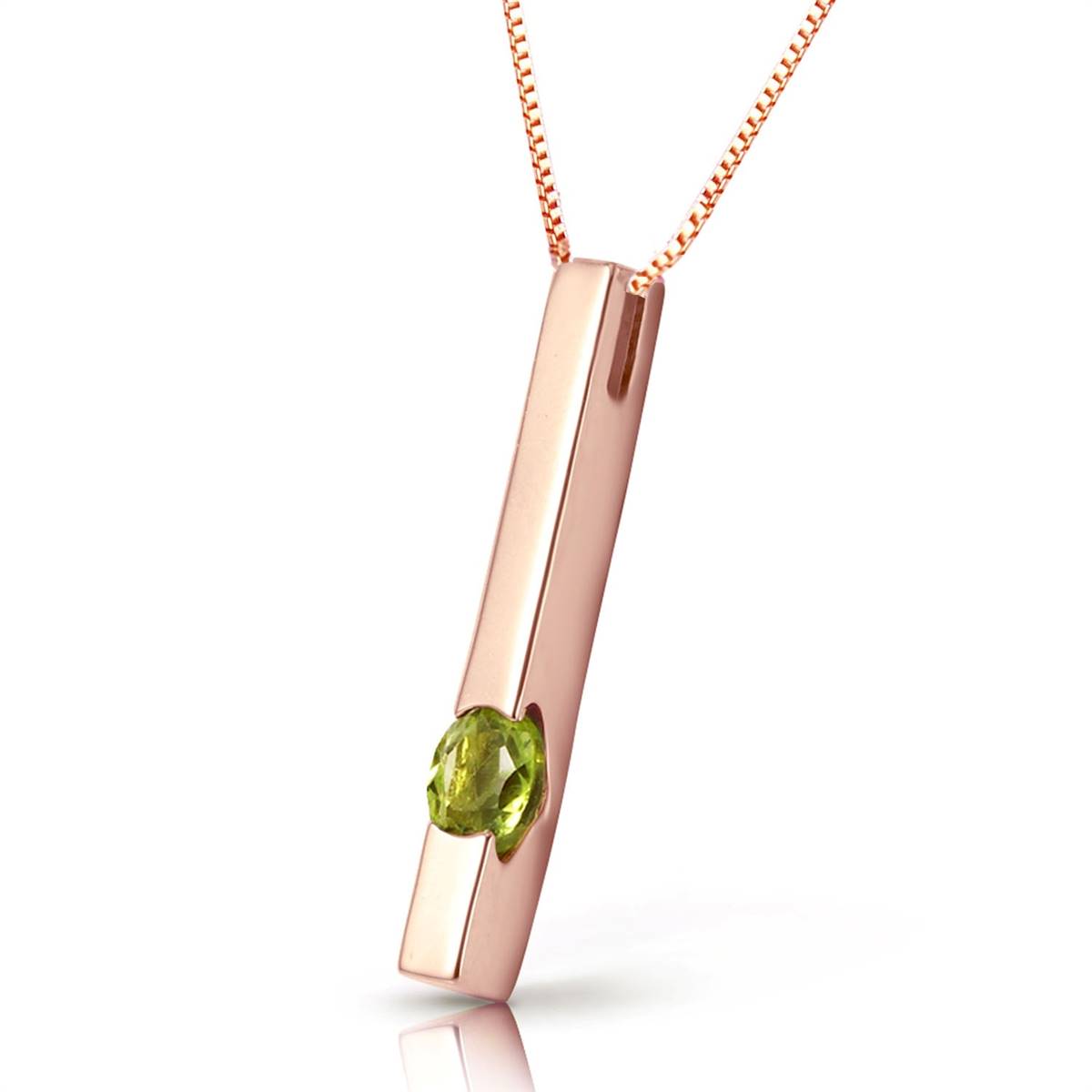 0.25 Carat 14K Solid Rose Gold Bar Peridot Necklace