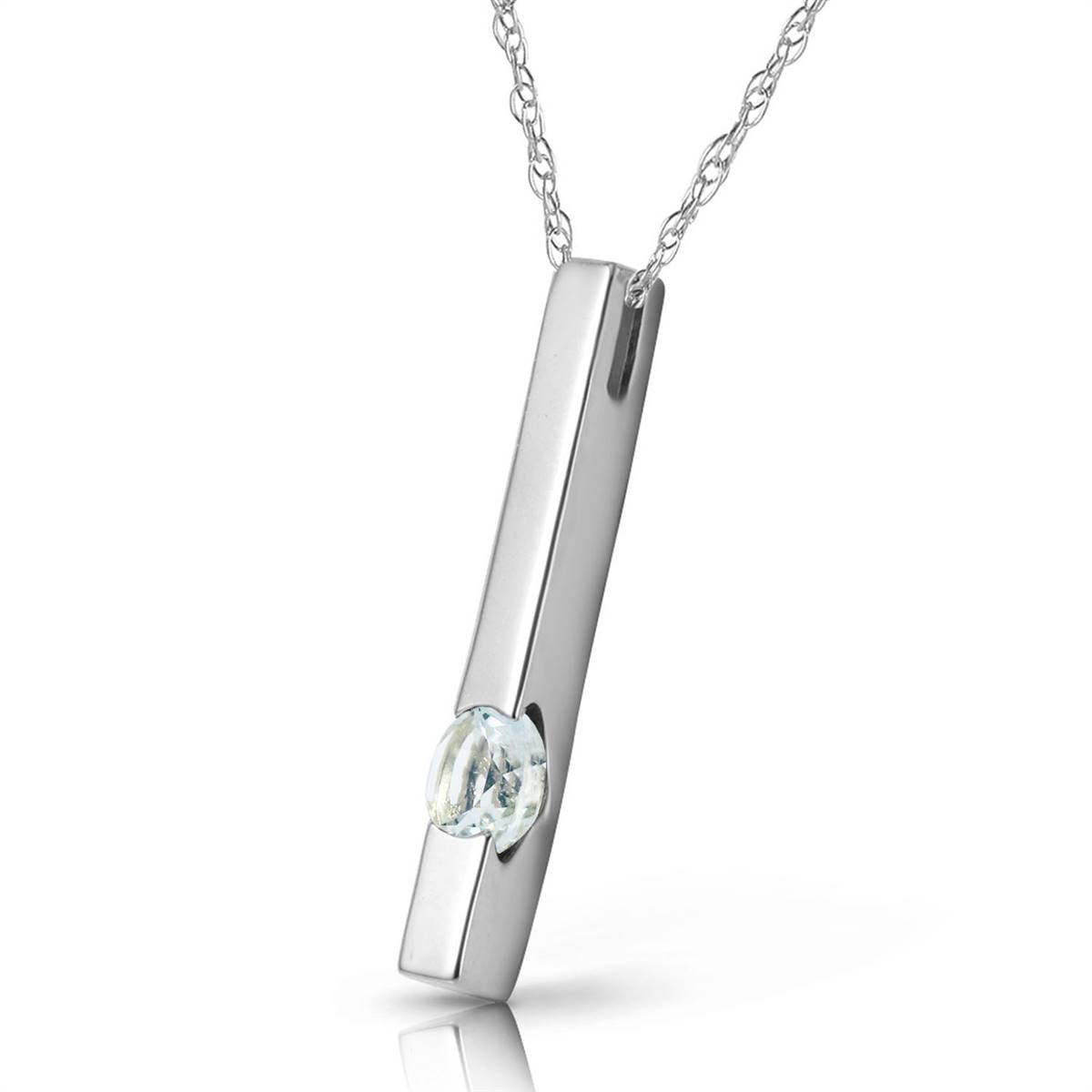 0.25 Carat 14K Solid White Gold Partners In Love Aquamarine Necklace