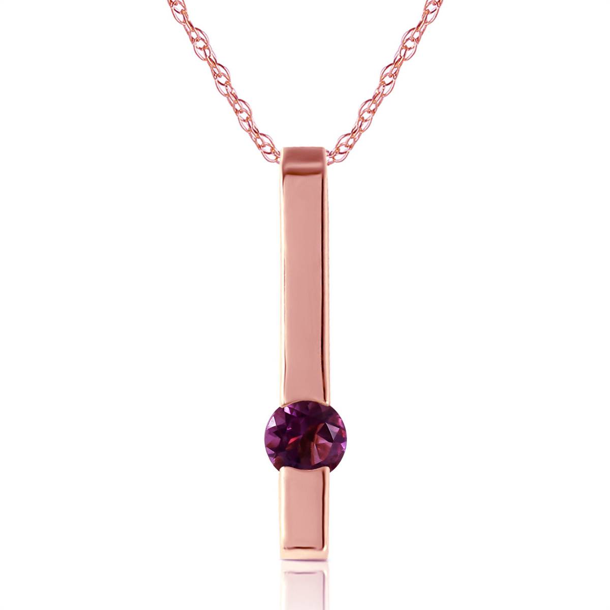 0.25 Carat 14K Solid Rose Gold Bar Amethyst Necklace