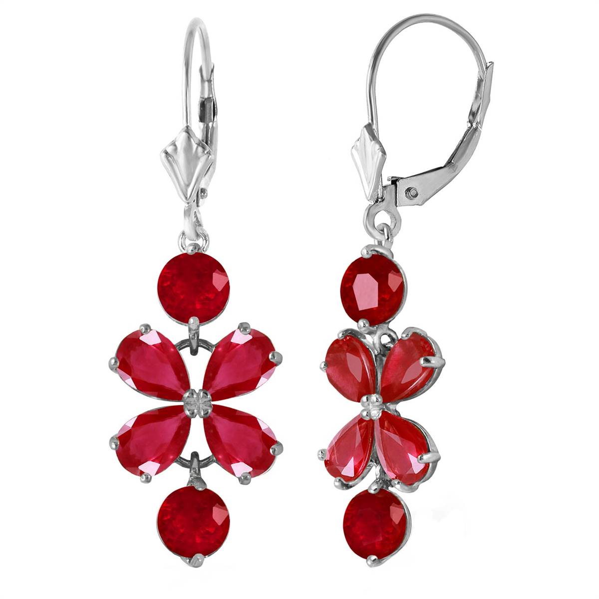 5.32 Carat 14K Solid White Gold Chandelier Earrings Natural Ruby