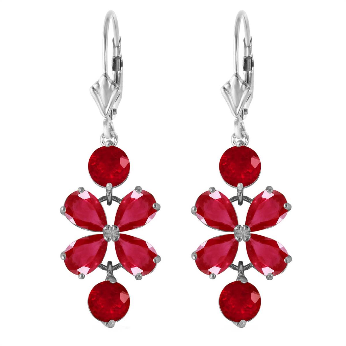 5.32 Carat 14K Solid White Gold Chandelier Earrings Natural Ruby