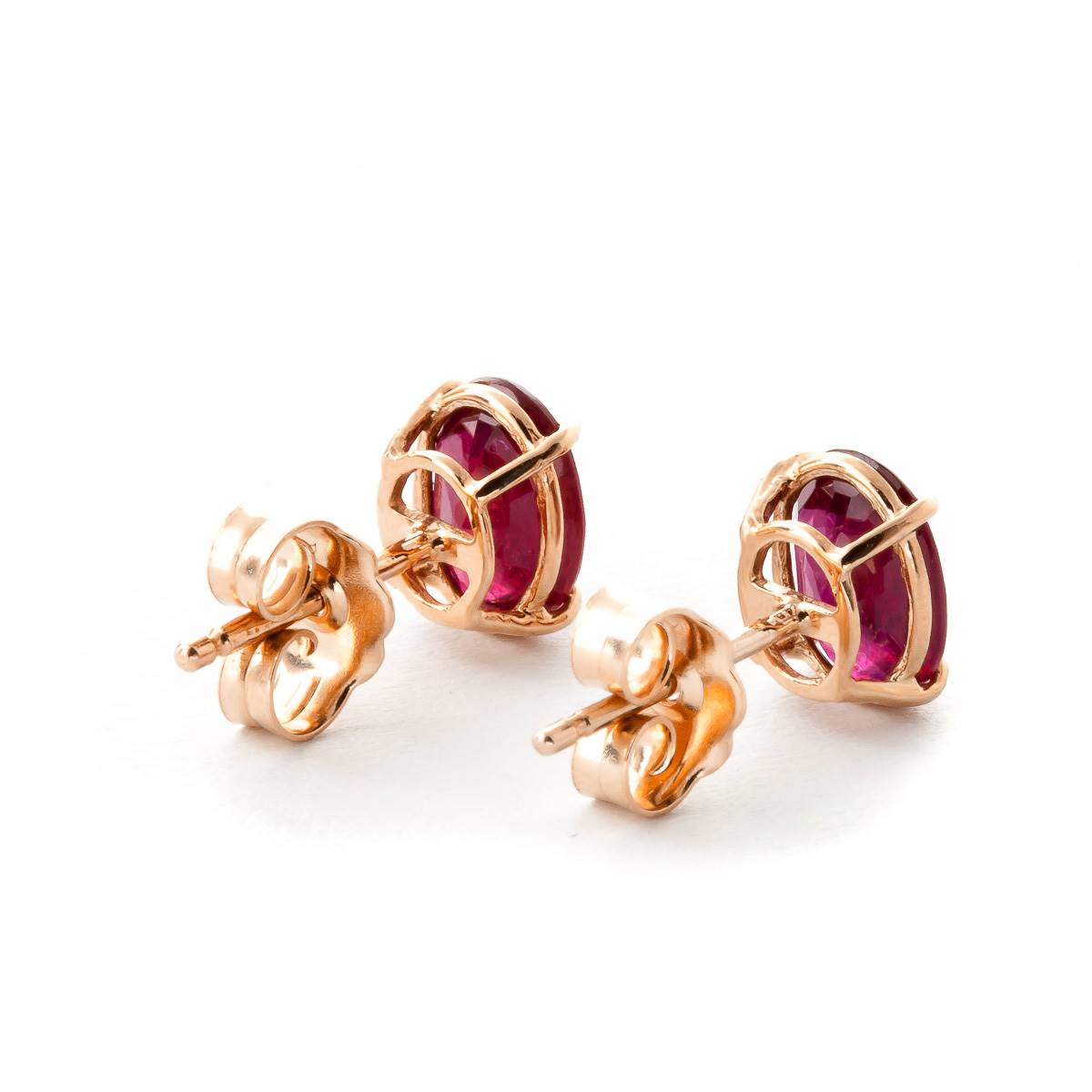 1.8 Carat 14K Solid Rose Gold Stud Earrings Natural Ruby