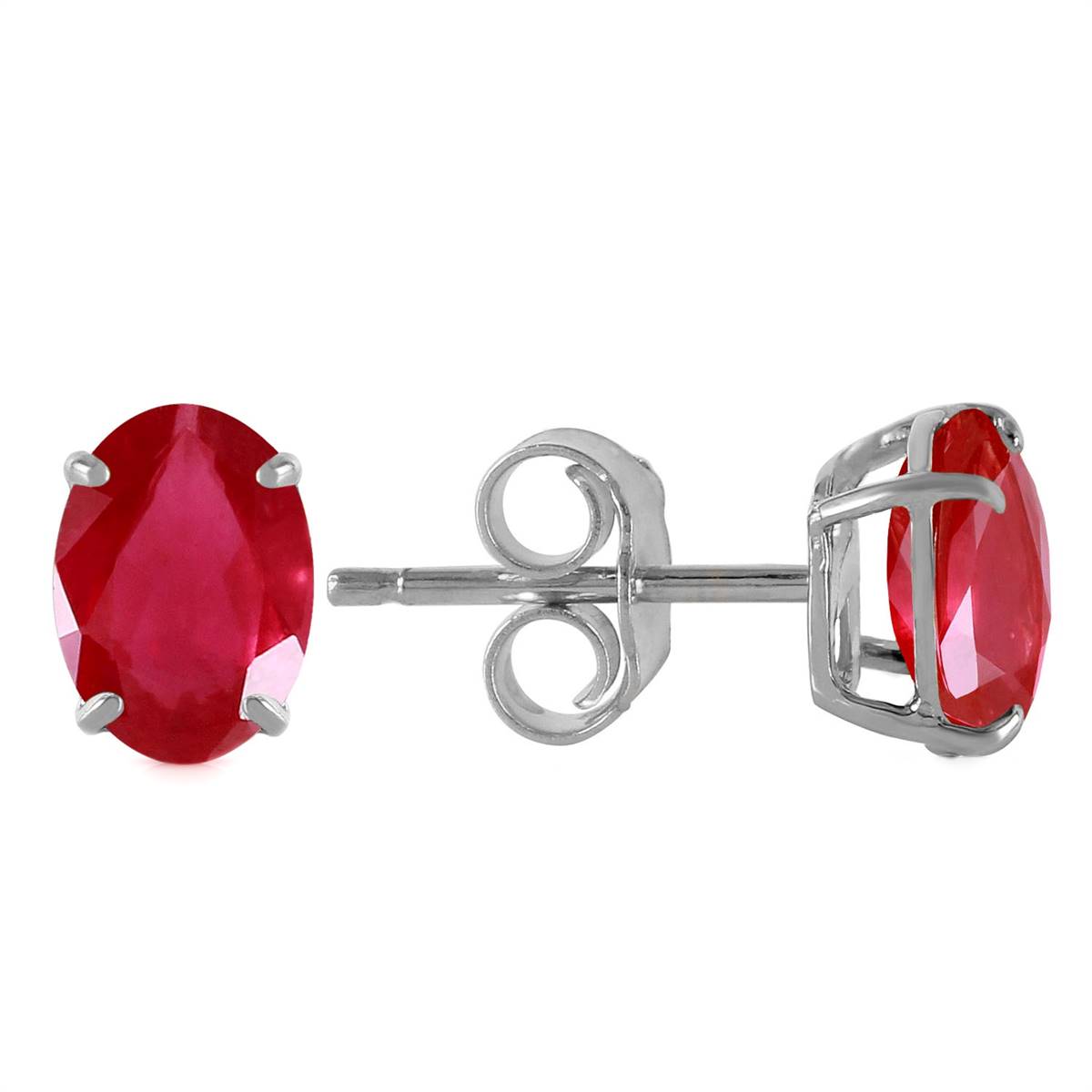 1.8 Carat 14K Solid White Gold Stud Earrings Natural Ruby