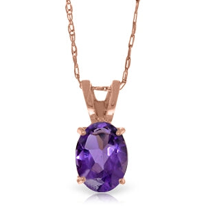 0.85 Carat 14K Solid Rose Gold Solitaire Amethyst Necklace