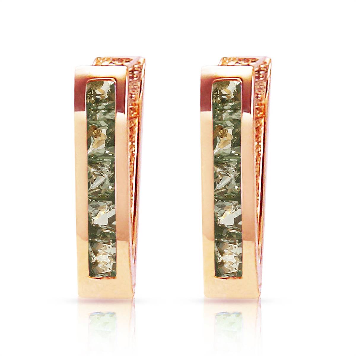1.3 Carat 14K Solid Rose Gold Huggie Earrings Green Natural Sapphire
