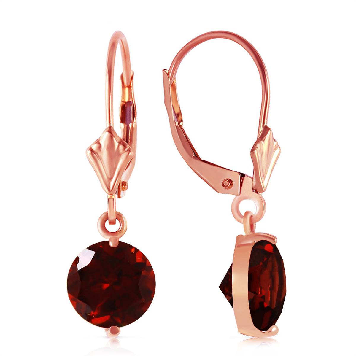 3.1 Carat 14K Solid Rose Gold Garnet Fantasy Earrings