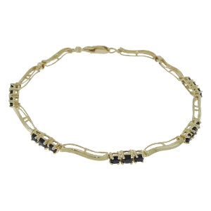 1.76 Carat 14K Solid Yellow Gold Tennis Bracelet Sapphire Diamond