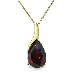 4.7 Carat 14K Solid Yellow Gold Necklace Pear Shape Natural Garnet