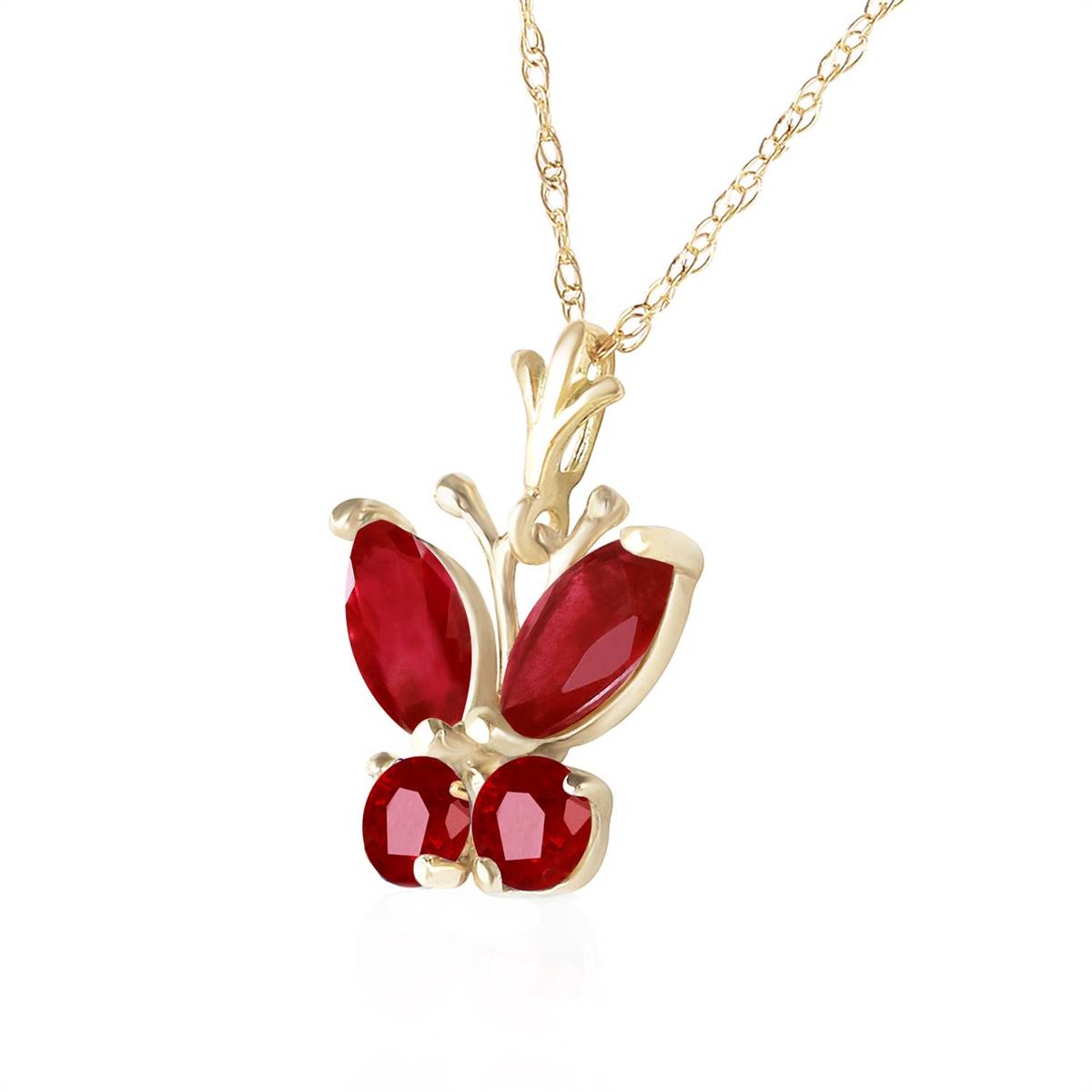 0.6 Carat 14K Solid Yellow Gold Butterfly Necklace Natural Ruby