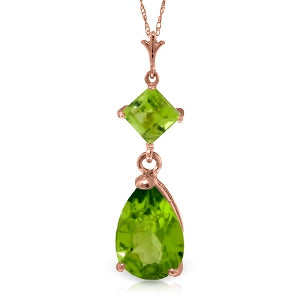 2 Carat 14K Solid Rose Gold Laughter Peridot Necklace