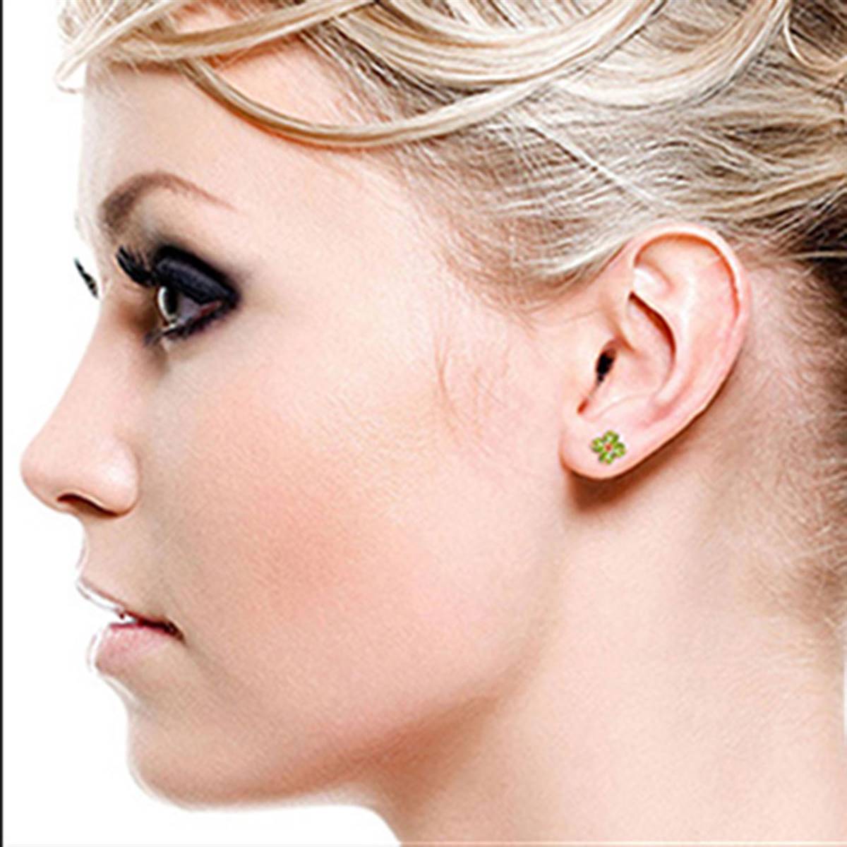 1.15 Carat 14K Solid Rose Gold Diana Peridot Stud Earrings