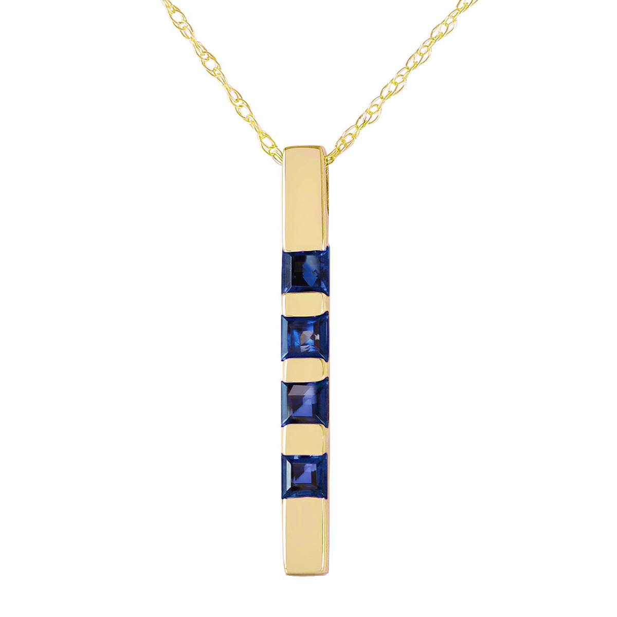 0.35 Carat 14K Solid Yellow Gold Necklace Bar Natural Sapphire