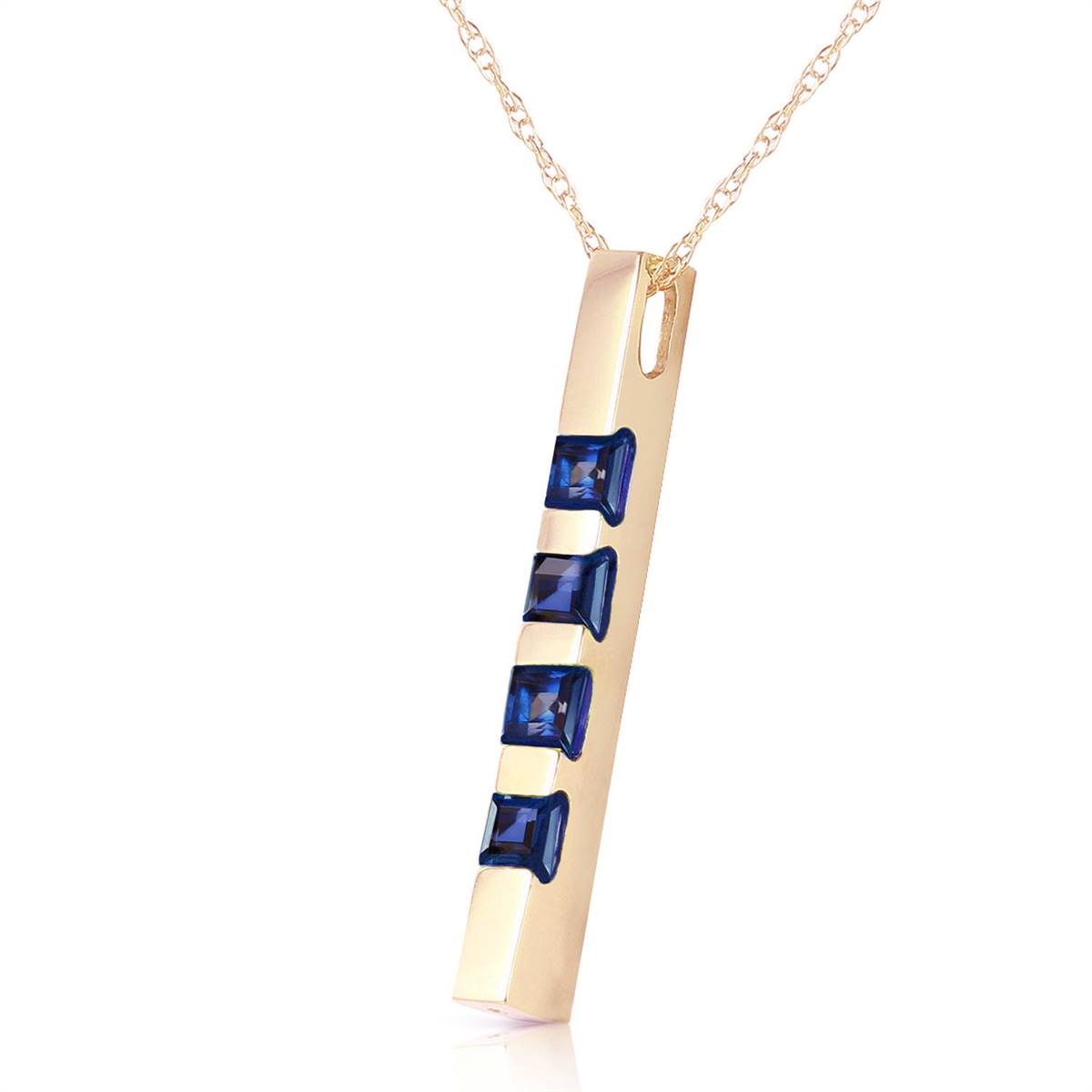 0.35 Carat 14K Solid Yellow Gold Necklace Bar Natural Sapphire