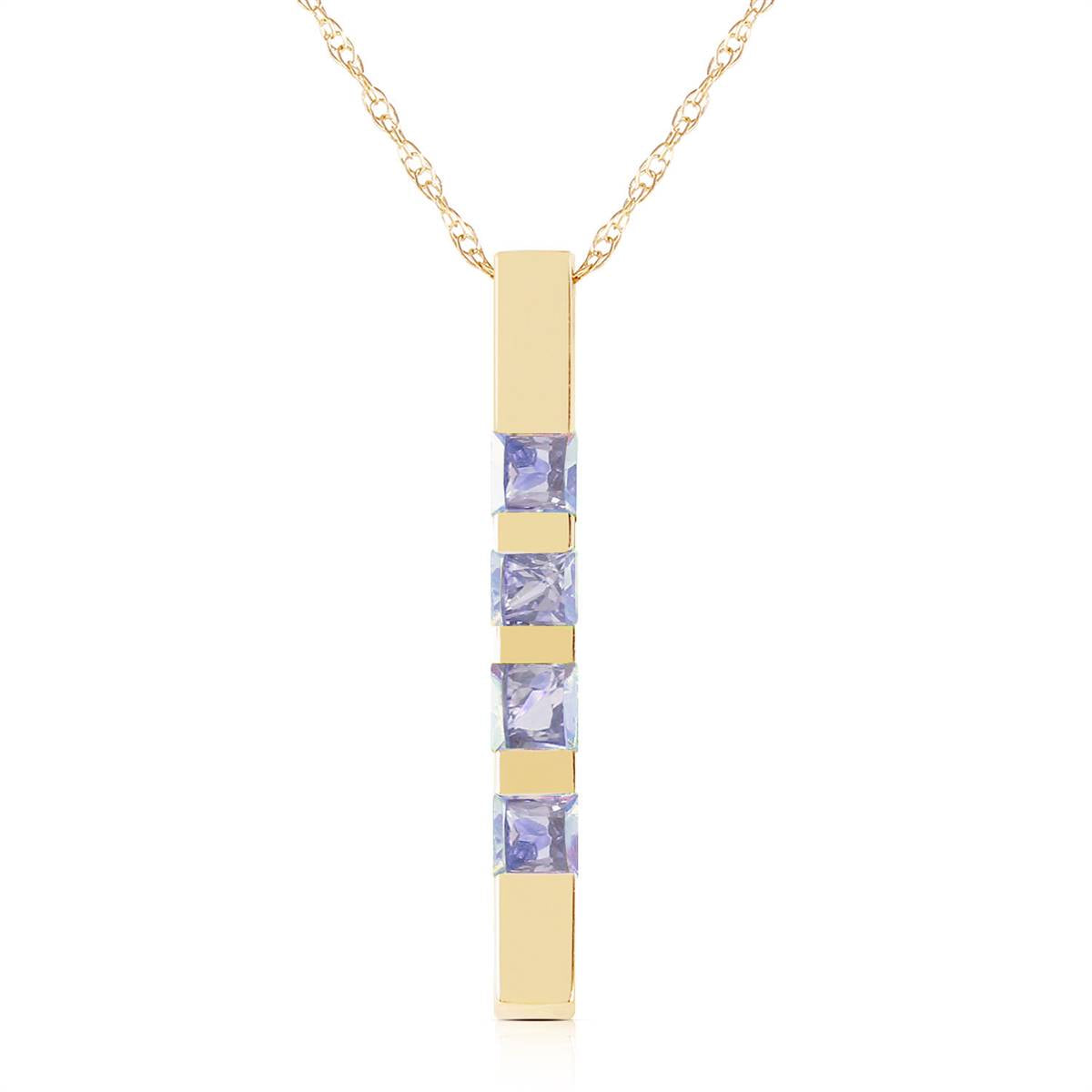 0.35 Carat 14K Solid Yellow Gold Necklace Bar Natural Tanzanite