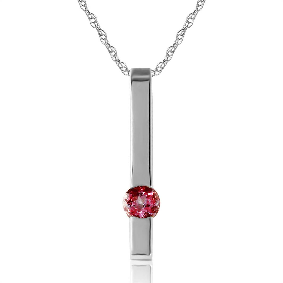 0.25 Carat 14K Solid White Gold Look Inward Pink Topaz Necklace