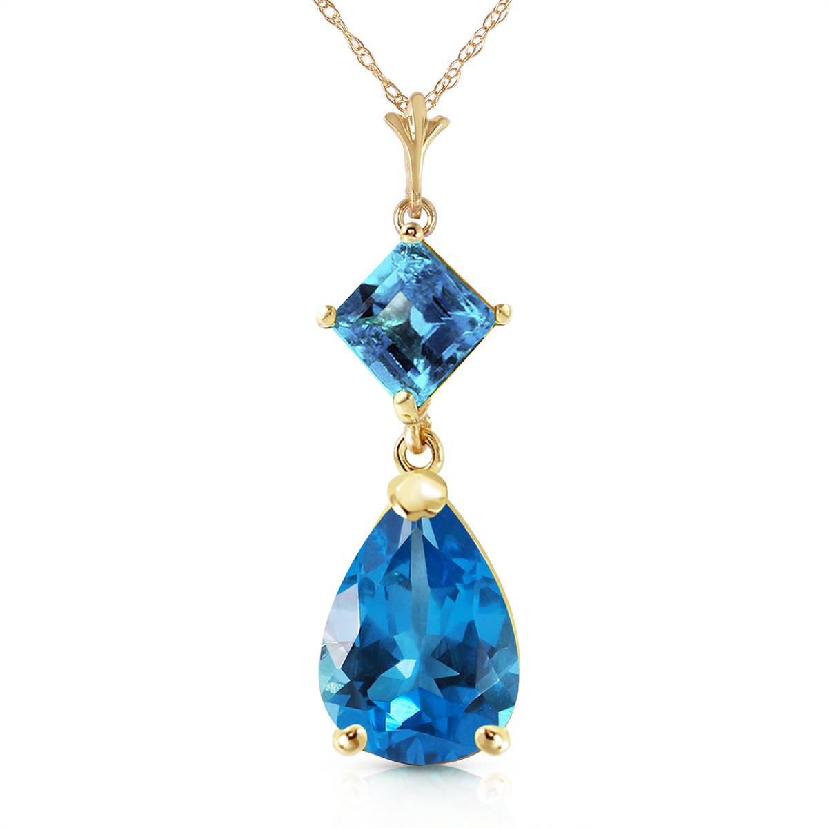 2 Carat 14K Solid Yellow Gold To Love Again Blue Topaz Necklace