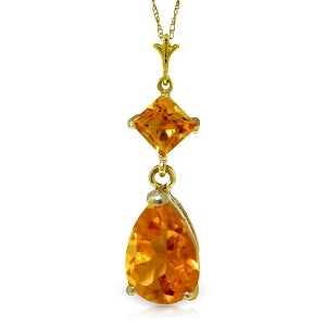 2 Carat 14K Solid Yellow Gold Dance Me Citrine Necklace