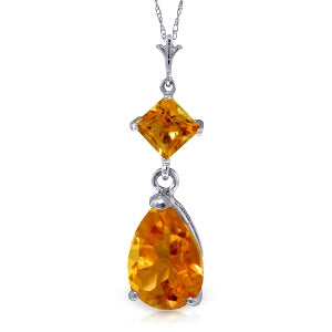 2 Carat 14K Solid White Gold Where Angels Tread Citrine Necklace