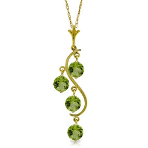 2.25 Carat 14K Solid Yellow Gold Tables Turned Peridot Necklace
