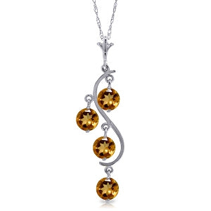2.25 Carat 14K Solid White Gold Reasonable Caution Citrine Necklace