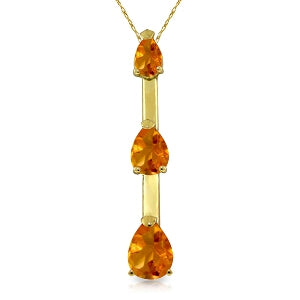 1.71 Carat 14K Solid Yellow Gold Engulfing Flames Citrine Necklace