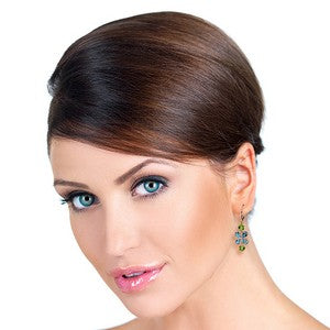 5.32 Carat 14K Solid Rose Gold Flower Blue Topaz Peridot Earrings