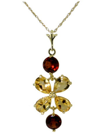 3.15 Carat 14K Solid Yellow Gold Necklace Citrine Garneters