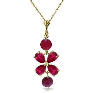3.15 Carat 14K Solid Yellow Gold The Rain Came Ruby Necklace