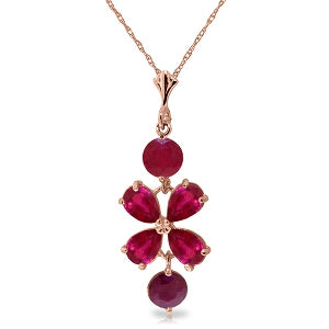 3.15 Carat 14K Solid Rose Gold Petals Ruby Necklace