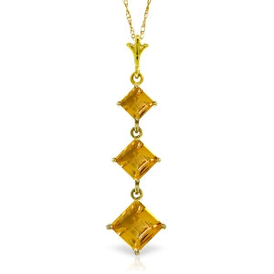 2.4 Carat 14K Solid Yellow Gold Melting Flames Citrine Necklace