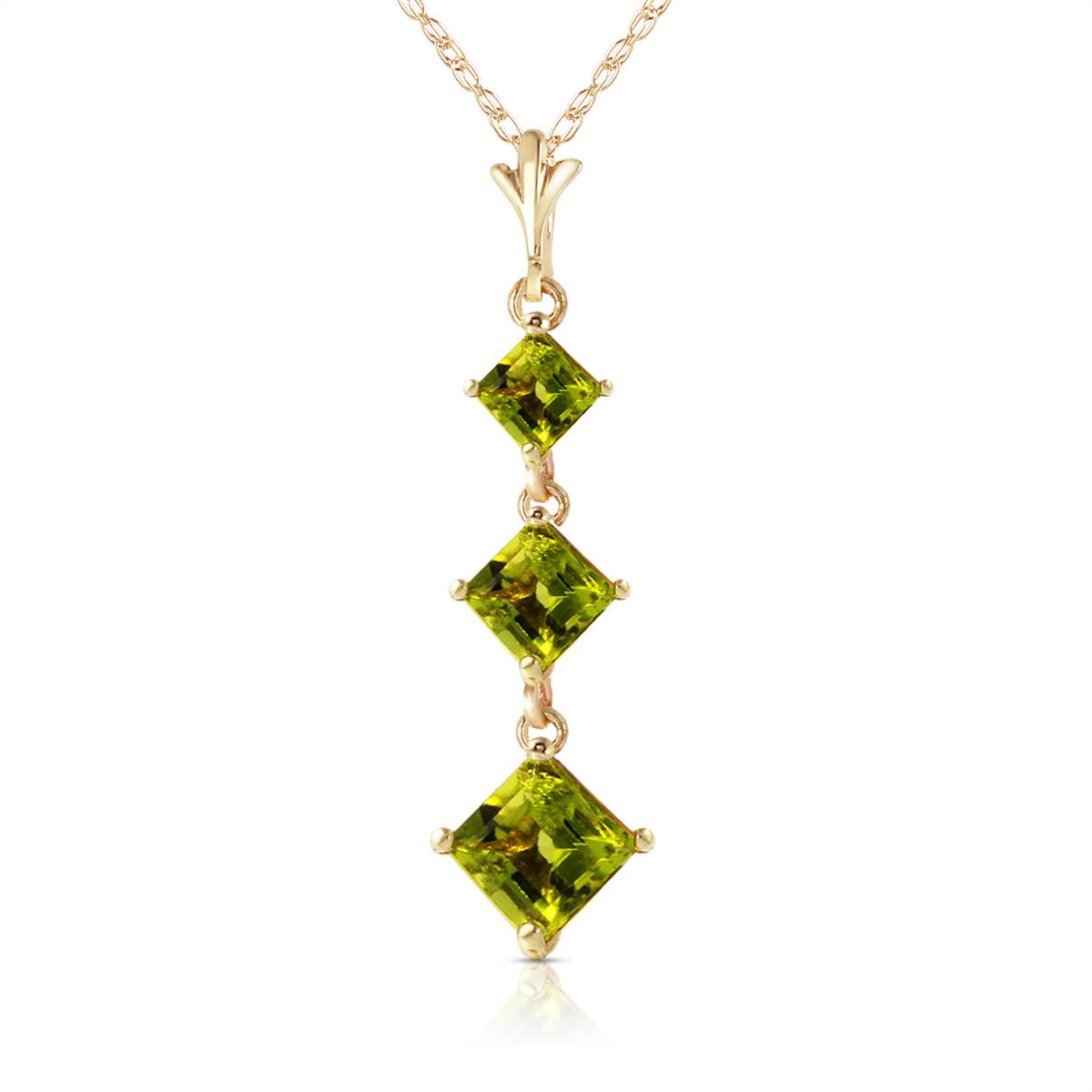 2.4 Carat 14K Solid Yellow Gold Seal Your Love Peridot Necklace