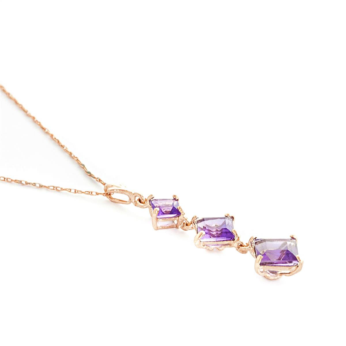 2.4 Carat 14K Solid Rose Gold Waterdrops Amethyst Necklace