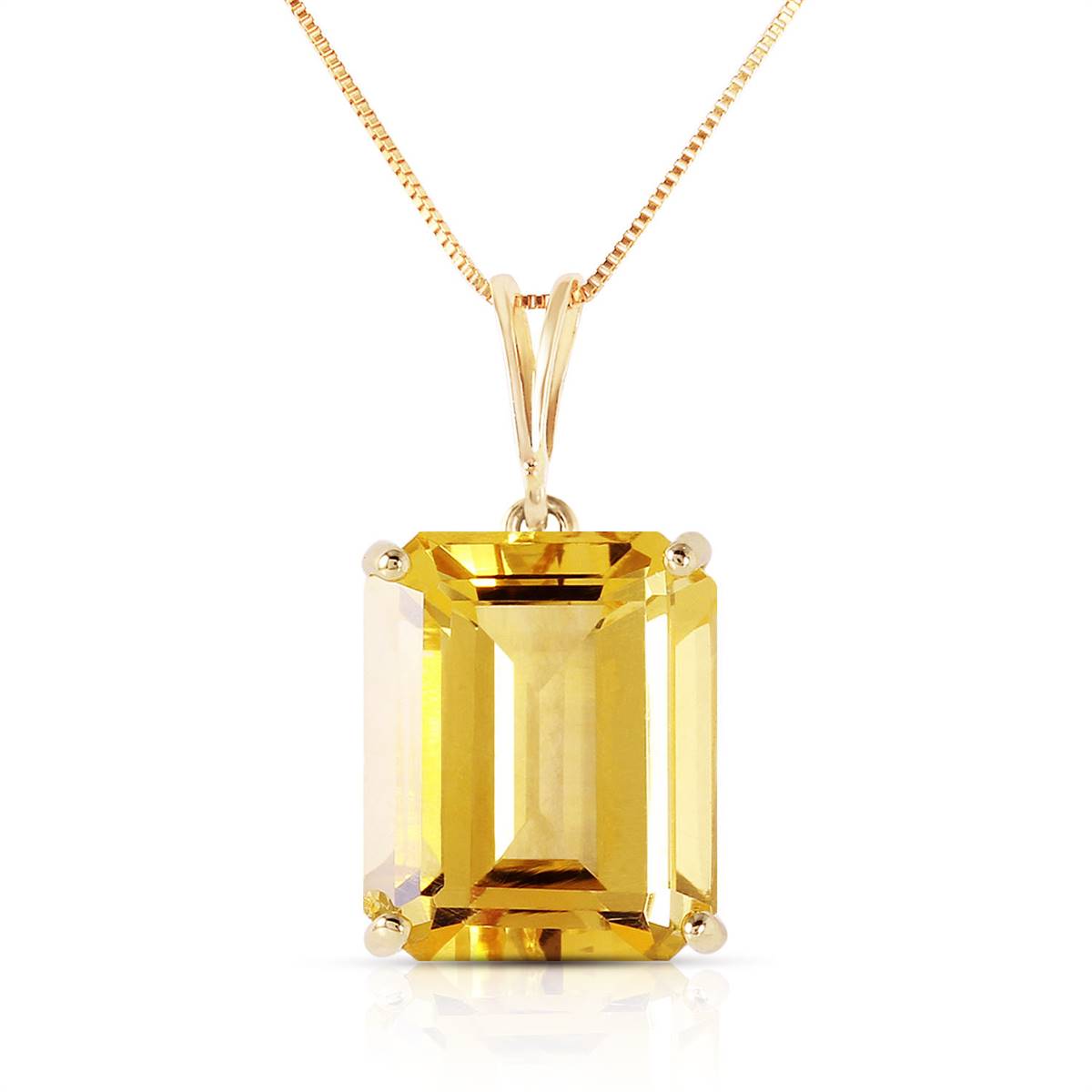 6.5 Carat 14K Solid Yellow Gold Necklace Octagon Citrine