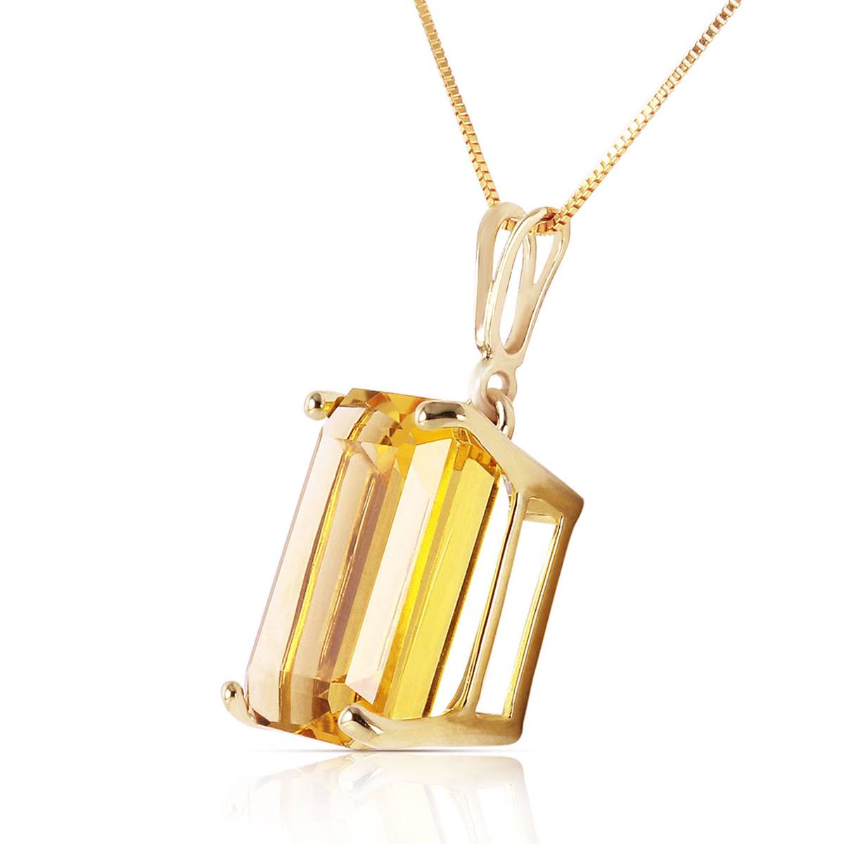 6.5 Carat 14K Solid Yellow Gold Necklace Octagon Citrine