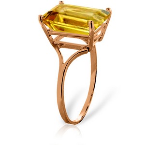 6.5 Carat 14K Solid Rose Gold Ring Octagon Citrine