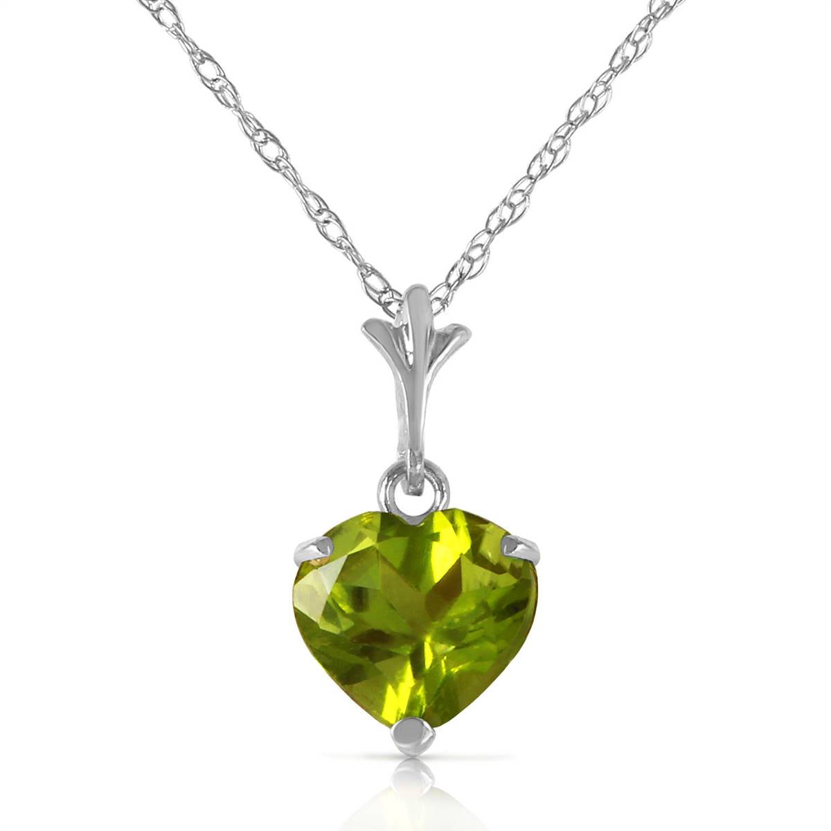 1.15 Carat 14K Solid White Gold Warmer Climate Peridot Necklace