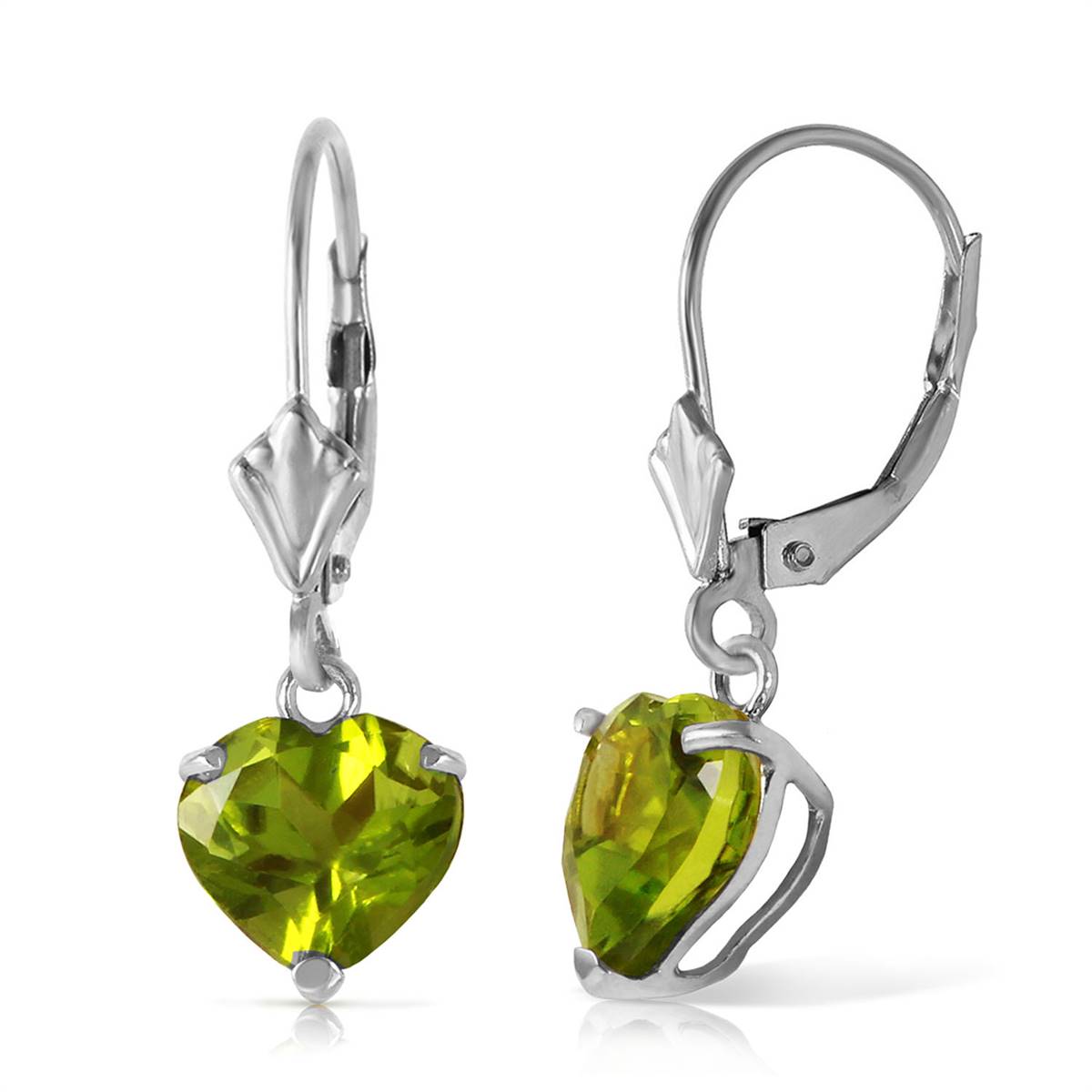 3.25 Carat 14K Solid White Gold Leverback Earrings Natural Peridot