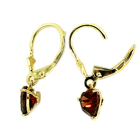 3.05 Carat 14K Solid Yellow Gold Cupid Garnet Earrings