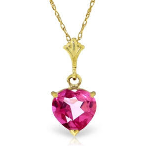 1.15 Carat 14K Solid Yellow Gold As I Lay Pink Topaz Necklace