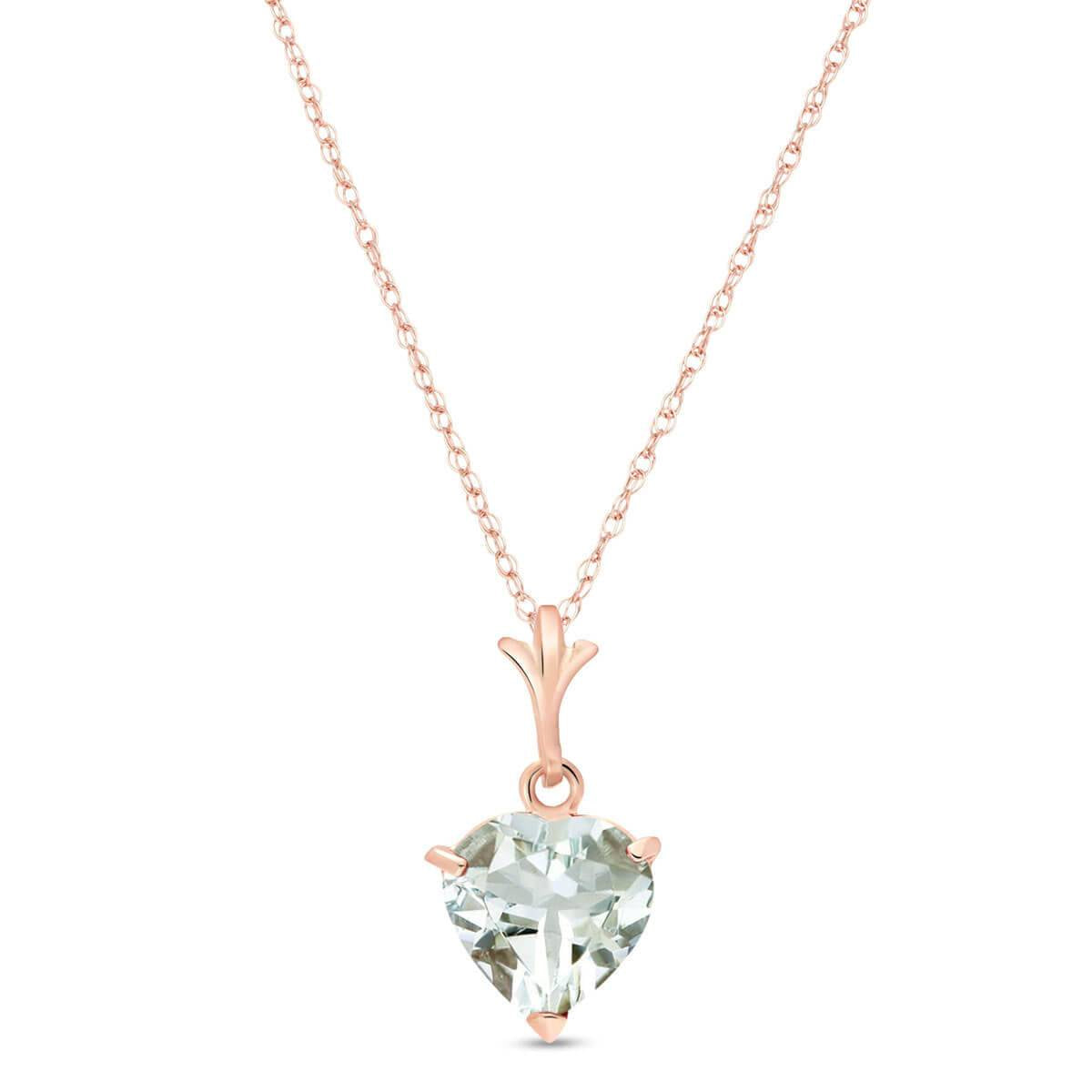 1.15 Carat 14K Solid Rose Gold Proud Heart Aquamarine Necklace