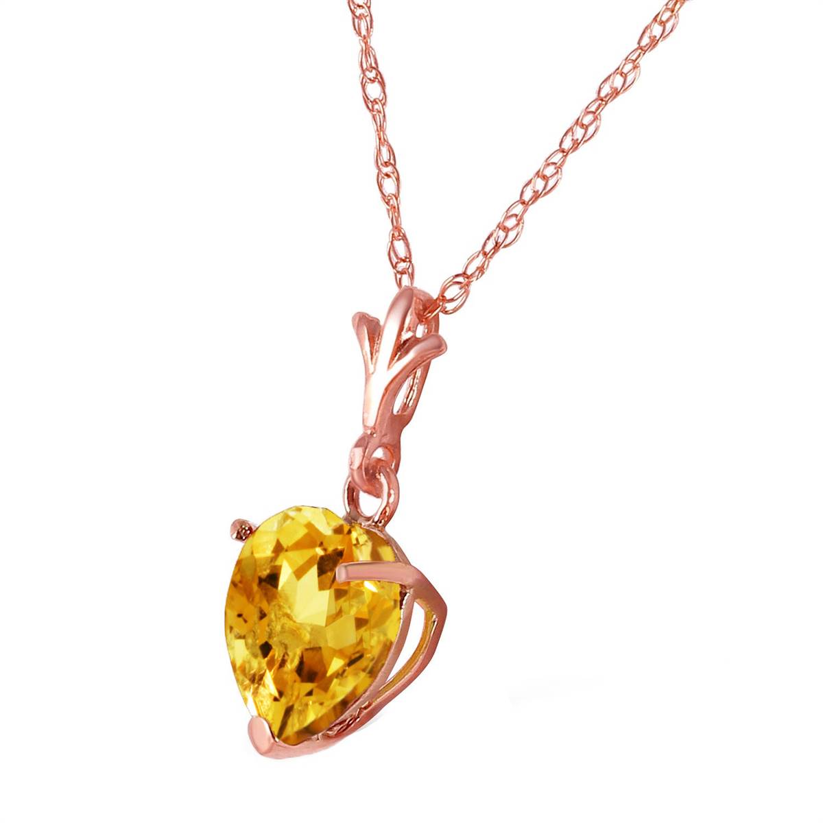 1.15 Carat 14K Solid Rose Gold Proud Heart Citrine Necklace