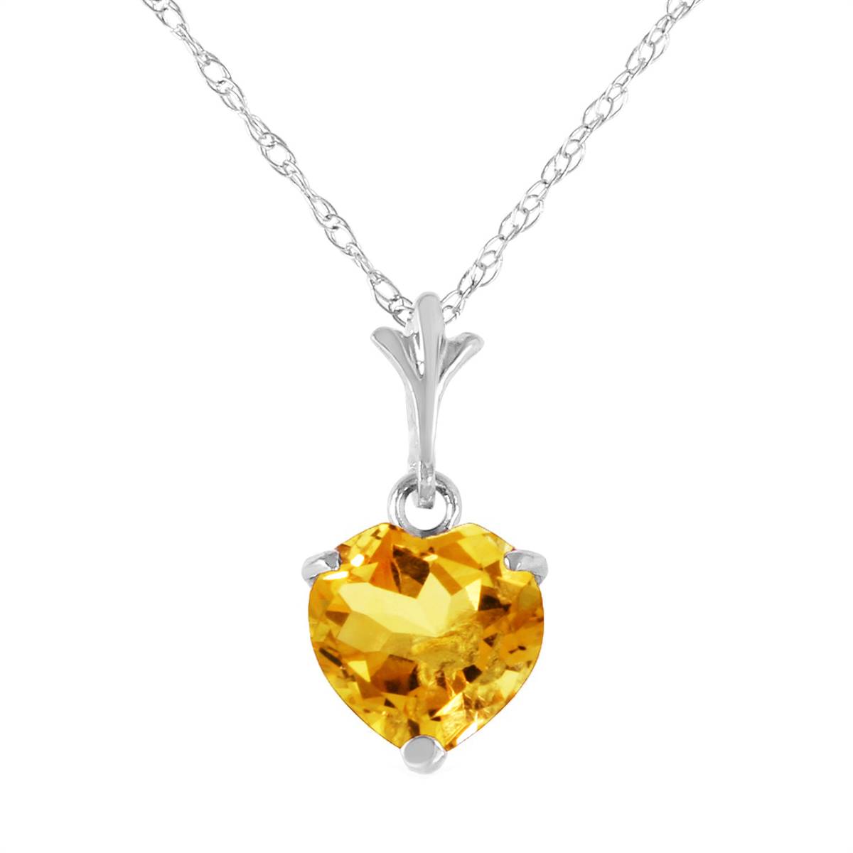 1.15 Carat 14K Solid White Gold Poets Are Born Citrine Necklace