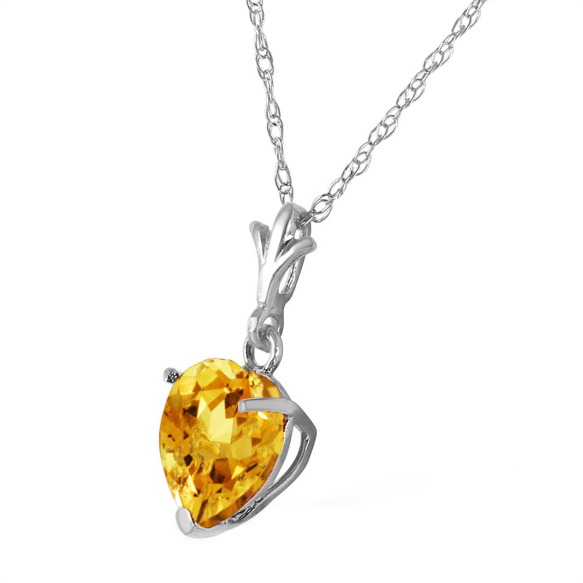 1.15 Carat 14K Solid White Gold Poets Are Born Citrine Necklace