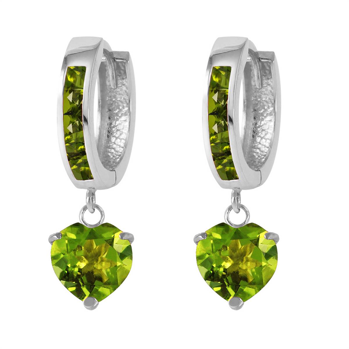 4.1 Carat 14K Solid White Gold Apart From Others Peridot Earrings