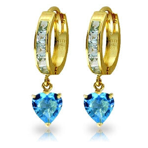 4.1 Carat 14K Solid Yellow Gold Sicily Blue Topaz Earrings
