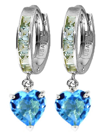 4.1 Carat 14K Solid Yellow Gold Sicily Blue Topaz Earrings